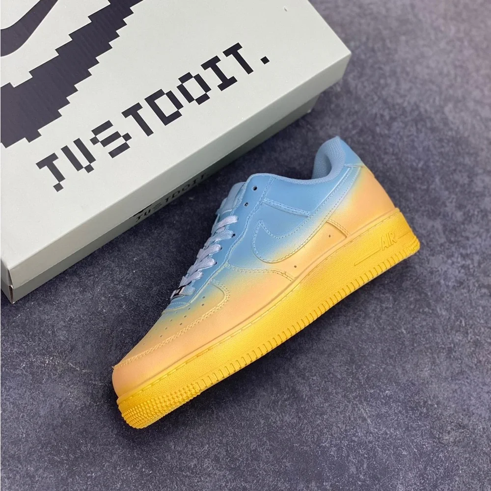 Nike Air Force 1 Low Pastel Blue to Yellow Fade